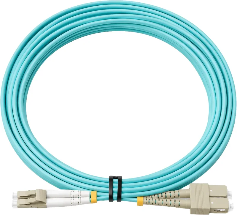 Jarretière optique LC/SC OM3 multimode duplex turquoise, 5 m