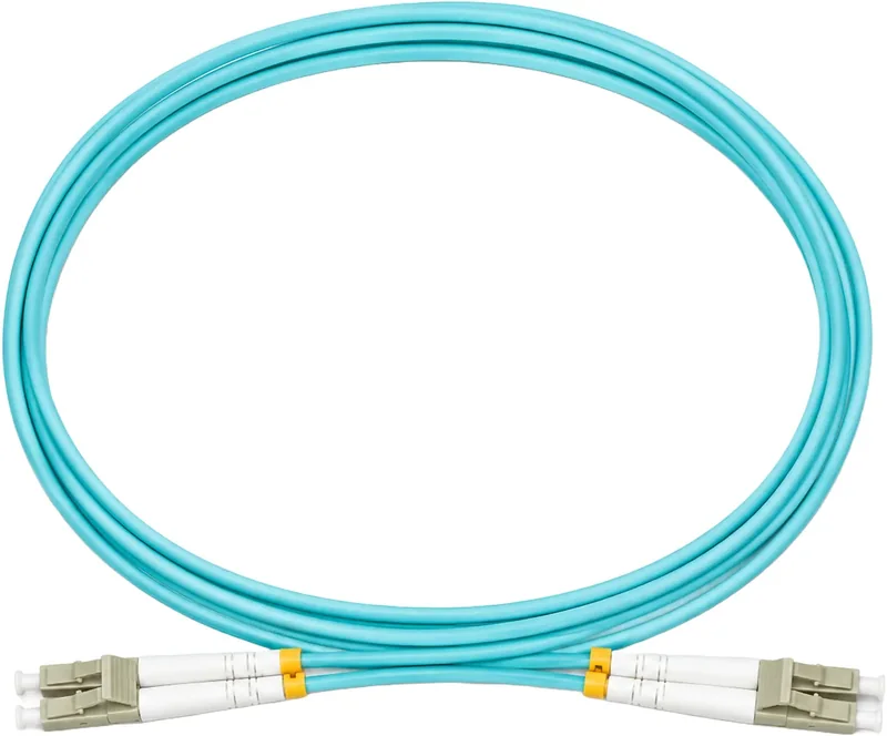 Jarretière optique LC/LC OM3 multimode duplex turquoise, 1 m