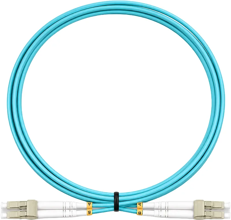 Jarretière optique LC/LC OM3 multimode duplex turquoise, 1,5 m