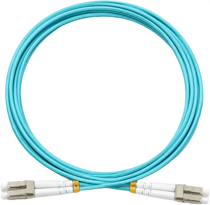 Jarretière optique LC/LC OM3 multimode duplex turquoise, 3 m