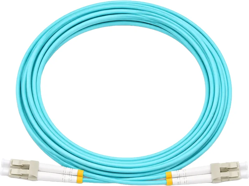 Jarretière optique LC/LC OM3 multimode duplex turquoise, 5 m