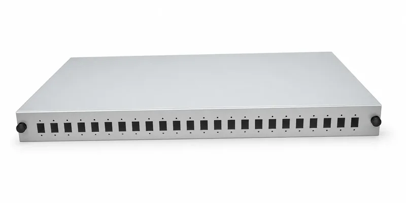 Panneau optique 24 ports, 1 U, gris, coulissant, 240×440 mm