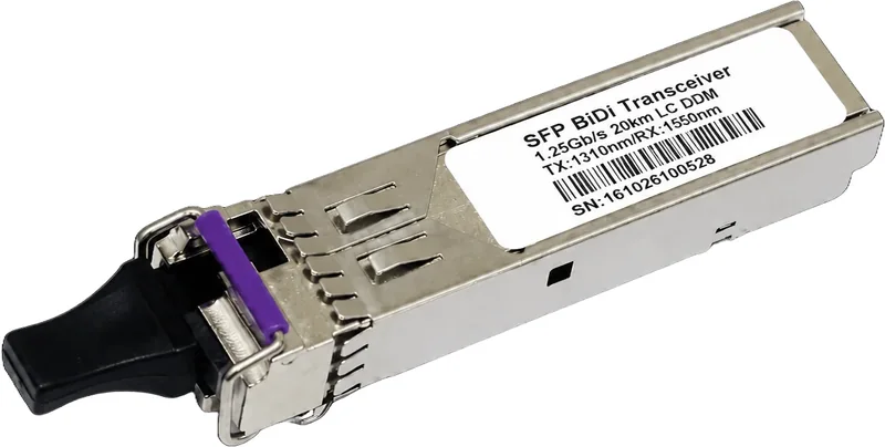 SFP BiDi module 1.25G at 20 km, LC simplex, Rx 1490